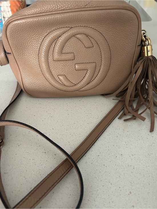 Gucci Handbags - Gucci Tan Leather Soho Disco Crossbody Bag